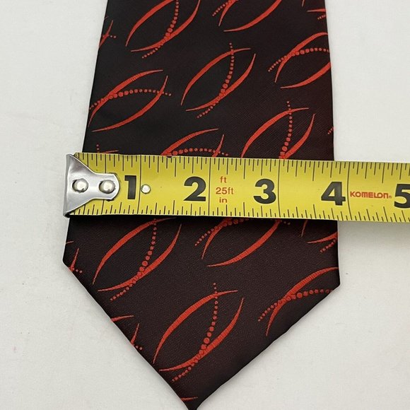 Ferrecci Red Black Abstract Shiny Sci-Fi Style Microfiber Tie - Picture 8 of 8